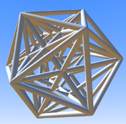 An icosahedrally symmetric projection of the 6-orthoplex down to three dimensions