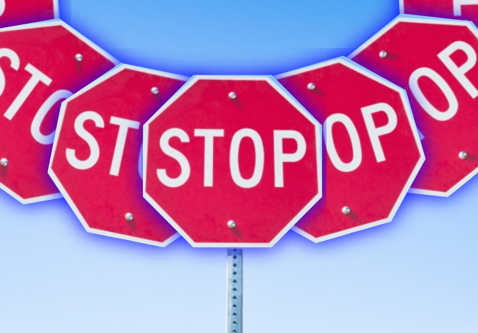 lots of stop signs