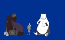 An Ursinthere's size compared to a Tolearic being