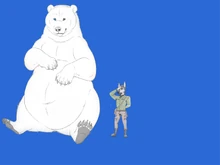 An Ursinthere's size compared to that of a Lupinian