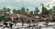 Yutyrannus pack.png (3.03 MB) A drawing depicting a pack of Yutyrannus alongside other fauna during a colder season.