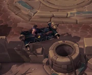 Harrison Jones escaping the Sky Temple.