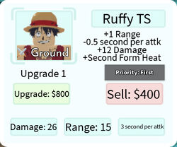 Ruffy (Monkey D. Luffy), Roblox: All Star Tower Defense Wiki