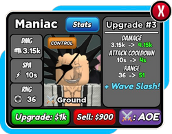 Maniac (Kenpachi Zaraki), Roblox: All Star Tower Defense Wiki