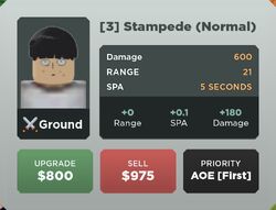 Stampede (???%) - Mob (???%)  Roblox: All Star Tower Defense Wiki