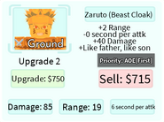 Zaruto (Beast Cloak) Upgrade 2 Card
