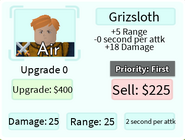Grizsloth Base Upgrade Card