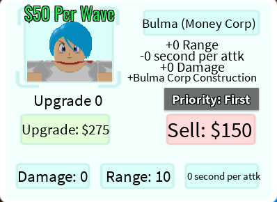 Bellma (Money Corp) - Bulma, Roblox: All Star Tower Defense Wiki