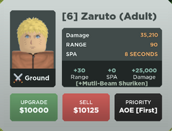 Level 80 5 Star Zaruto (Adult), Naruto in Material (ORBS) Farming WAVE 80+