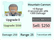 Mountain Cannon Base Upgrade Card