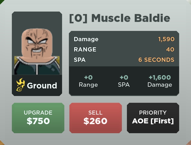 Muscle Baldie (Nappa), Roblox: All Star Tower Defense Wiki