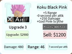 Koku Black Pink (Rosé Goku Black), Roblox: All Star Tower Defense Wiki