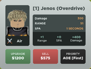 Jenos (Overdrive) Upgrade 1 Card