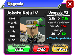 Jokato Koju (Jotaro Kujo), Roblox: All Star Tower Defense Wiki