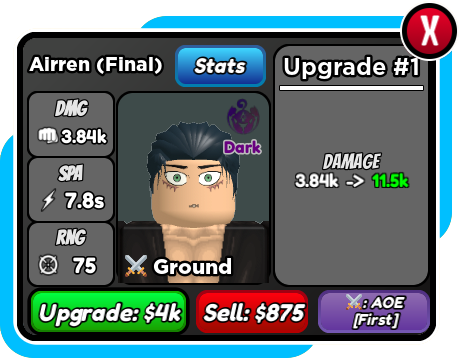 Airren (Final) - Eren (Timeskip), Roblox: All Star Tower Defense Wiki