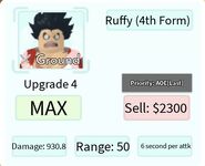 Ruffy (4th Form) 4th Upgrade Card