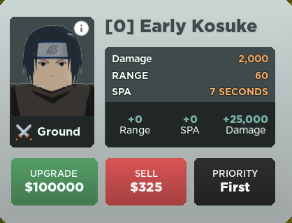 Kosuke (Rogue) - Sasuke (Taka)  Roblox: All Star Tower Defense