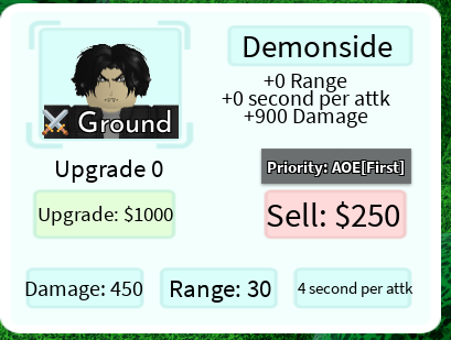 Demonside (Akira Fudo), Roblox: All Star Tower Defense Wiki