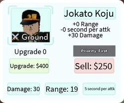 Jokato Koju (Jotaro Kujo)  Roblox: All Star Tower Defense Wiki