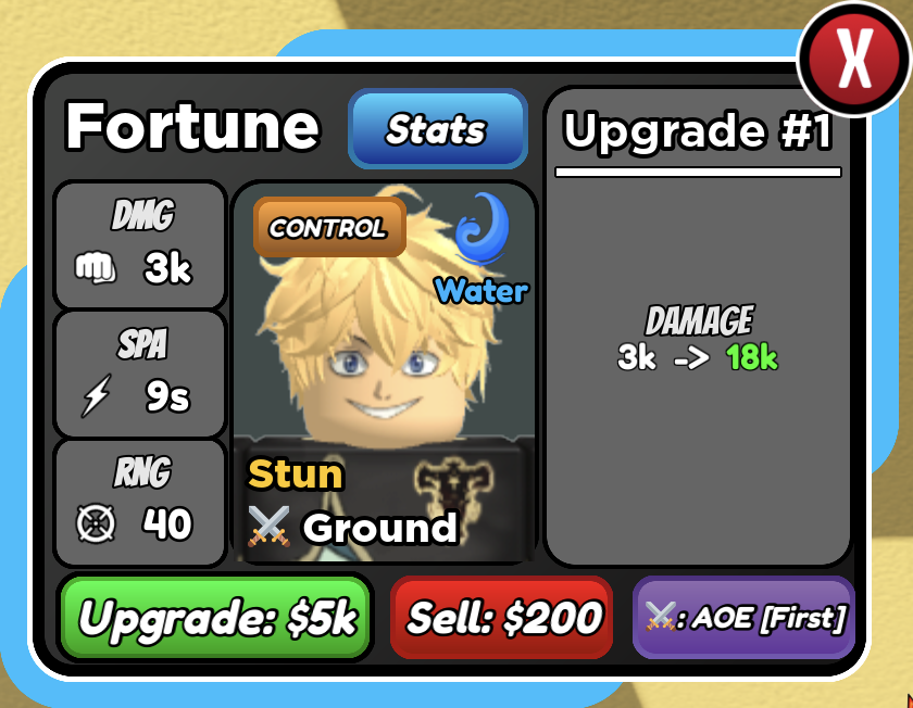 Fortune (Luck), Roblox: All Star Tower Defense Wiki