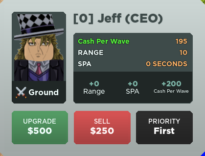 Jeff (CEO) - Robert E. O. Speedwagon | Roblox: All Star Tower Defense