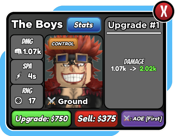 The Boys (Eustass Kidd), Roblox: All Star Tower Defense Wiki