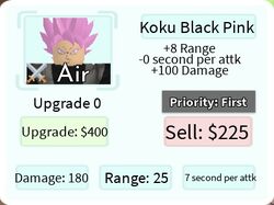 Koku Black Pink (Rosé Goku Black)  Roblox: All Star Tower Defense