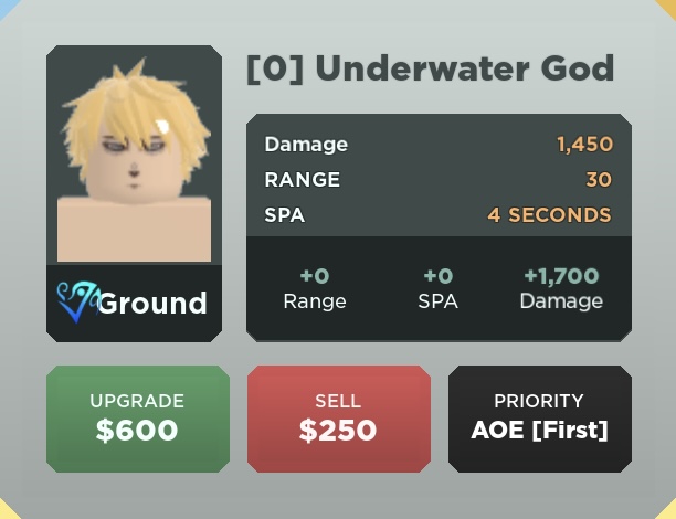 Underwater God (Poseidon)  Roblox: All Star Tower Defense Wiki