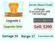 Zaruto (Beast Cloak) Upgrade 1 Card
