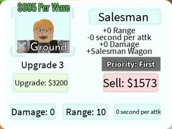 Salesman (Escanor), Roblox: All Star Tower Defense Wiki