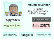 Mountain Cannon Upgrade 5 Card