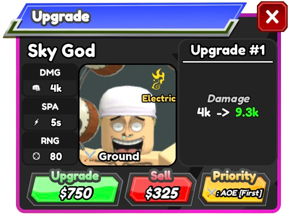 Sky God (Enel), Roblox: All Star Tower Defense Wiki