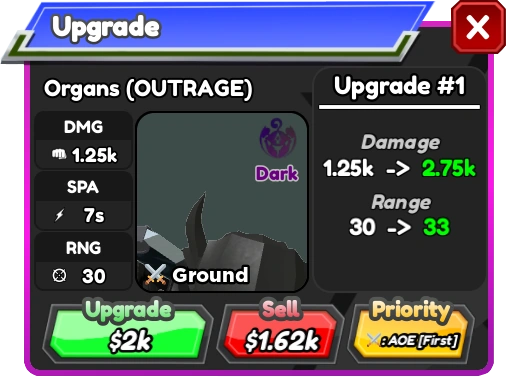 Organs OUTRAGE Guts Berserker Armor Roblox All Star Tower 