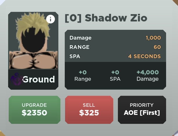 Shadow Zio (Shadow Dio), Roblox: All Star Tower Defense Wiki