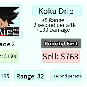 Koku Drip, Trade Roblox All Star Tower Defense (ASTD) Items