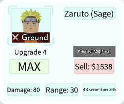 Zaruto (GRR VI) - 6-Tailed V2 Kyuubi Naruto, Roblox: All Star Tower Defense  Wiki