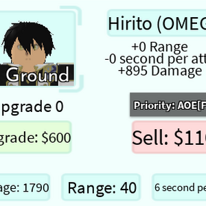 Hirito (OMEGA) - Kirito (God Mode), Roblox: All Star Tower Defense Wiki