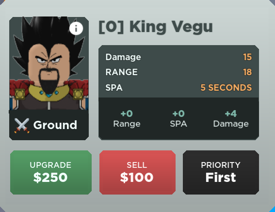 King Vegu (King Vegeta), Roblox: All Star Tower Defense Wiki