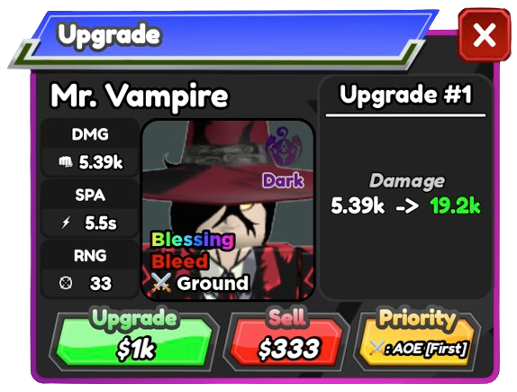 Mr. Vampire (Alucard), Roblox: All Star Tower Defense Wiki