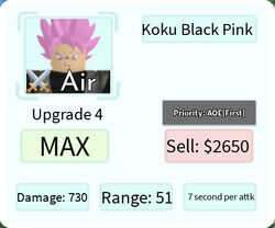 Koku Black Pink (Rosé Goku Black), Roblox: All Star Tower Defense Wiki
