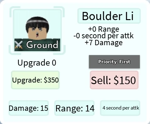 Boulder Li (Rock Lee) | Roblox: All Star Tower Defense Wiki | Fandom