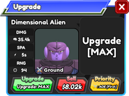 Dimentional Alien upgrade 6 stats