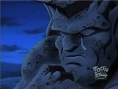 Technically, he was alive at the time he was crying and then was turned to stone. He is a gargoyle after all