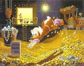 Scrooge mcduck money diving