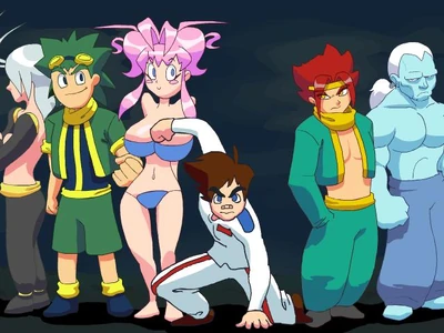 From left to right: Kotomaru, , Girl-Chan, Kenstar, Yusuke, Kotobaru-san-sama.