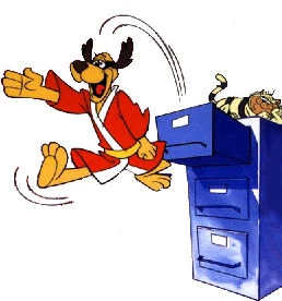 Hong Kong Phooey immediately after a costume change, and Spot.