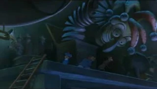 He's not doing anything, but that doesn't stop him from being scary.