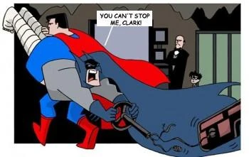  had to be dragged out of the Batmobile by the  to keep him from fighting crime!