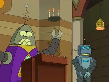 "I see a lot of fancy robots here today. Made of real shiny metal