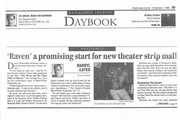 Part One of Dec. 1, 1999 Wednesday Journal of Oak Park Feature Story and Review of Director / Adapter / Narrator Darryl Maximilian Robinson in "THE RAVEN AND SIX OTHER POINTS OF INTEREST" by Edgar Allan Poe at The New Harrison Street Galleries Studio Theatre by Darryl Cater